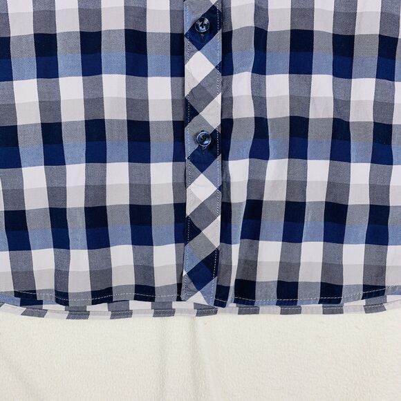 JARED LANG Women's Blue White Plaid Long Sleeve Button Down 100% Cotton Shirt XL - Picture 5 of 9